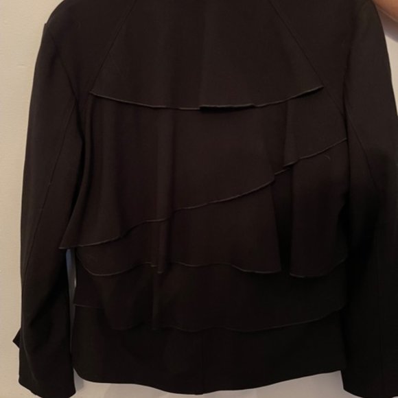 Adam Jacobs Womens Black Blazer Ruffle Size 12 - Picture 4 of 5
